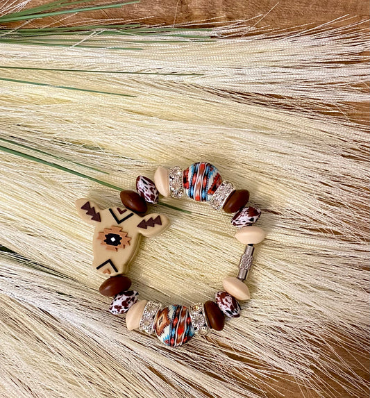 Oat & Brown Aztec Cow - Tumbler Cup Charm