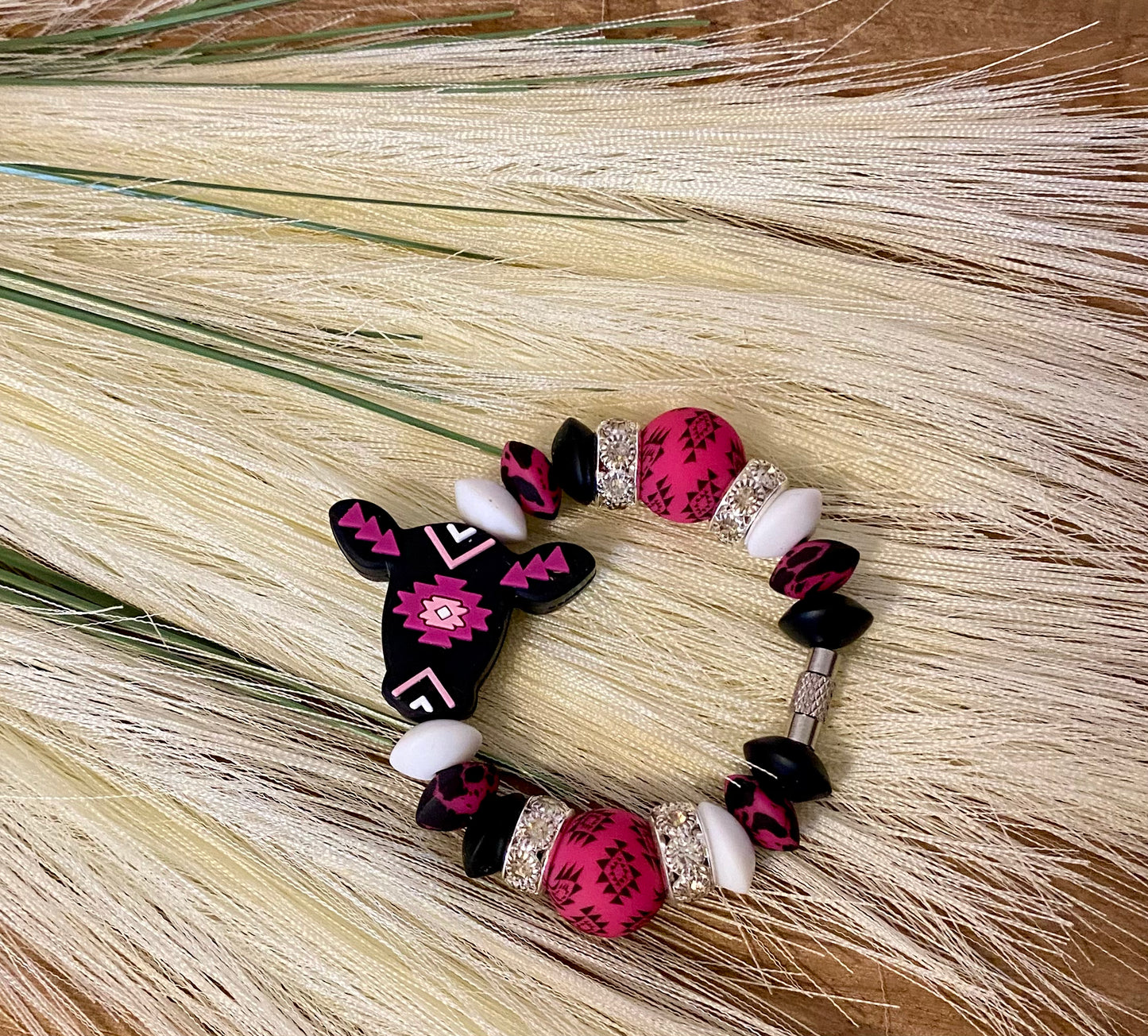 Pink Aztec Cow - Tumbler Cup Charm