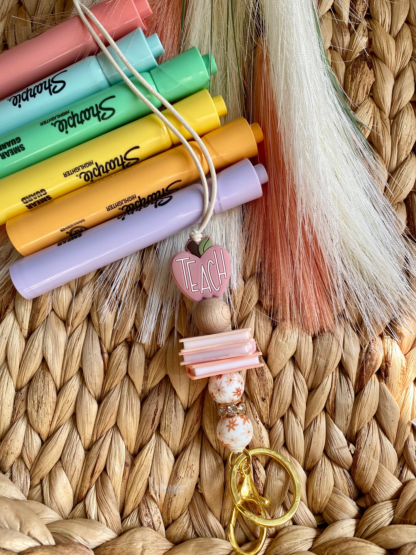 Blush Apple and Books - Lanyard